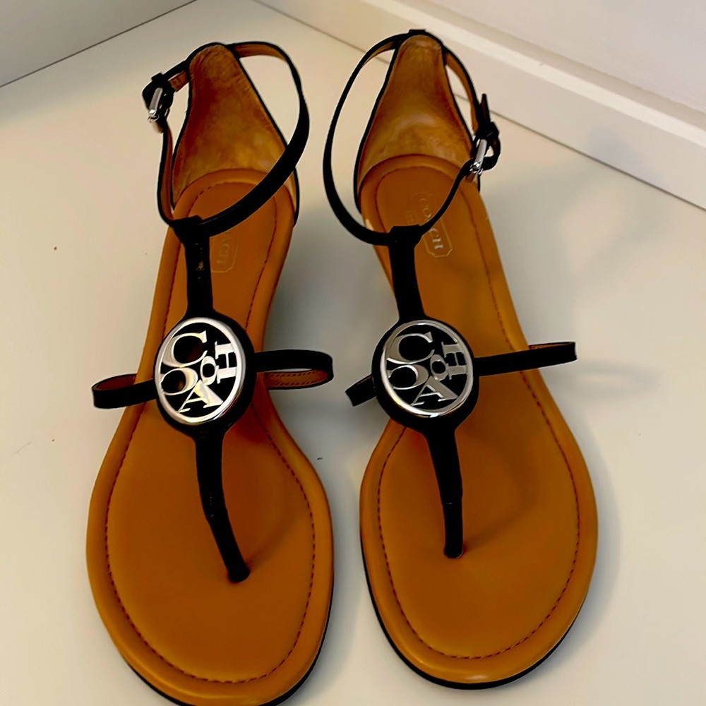 COACH - Vegan Leather Wedge Sandal - Size 7